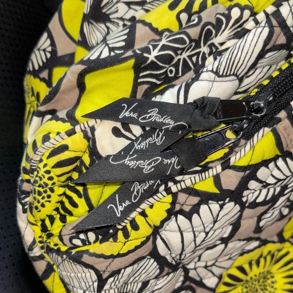 Vera Bradley Black, Yellow & Cream Floral Quilted Backpack - Picture 3 of 9
